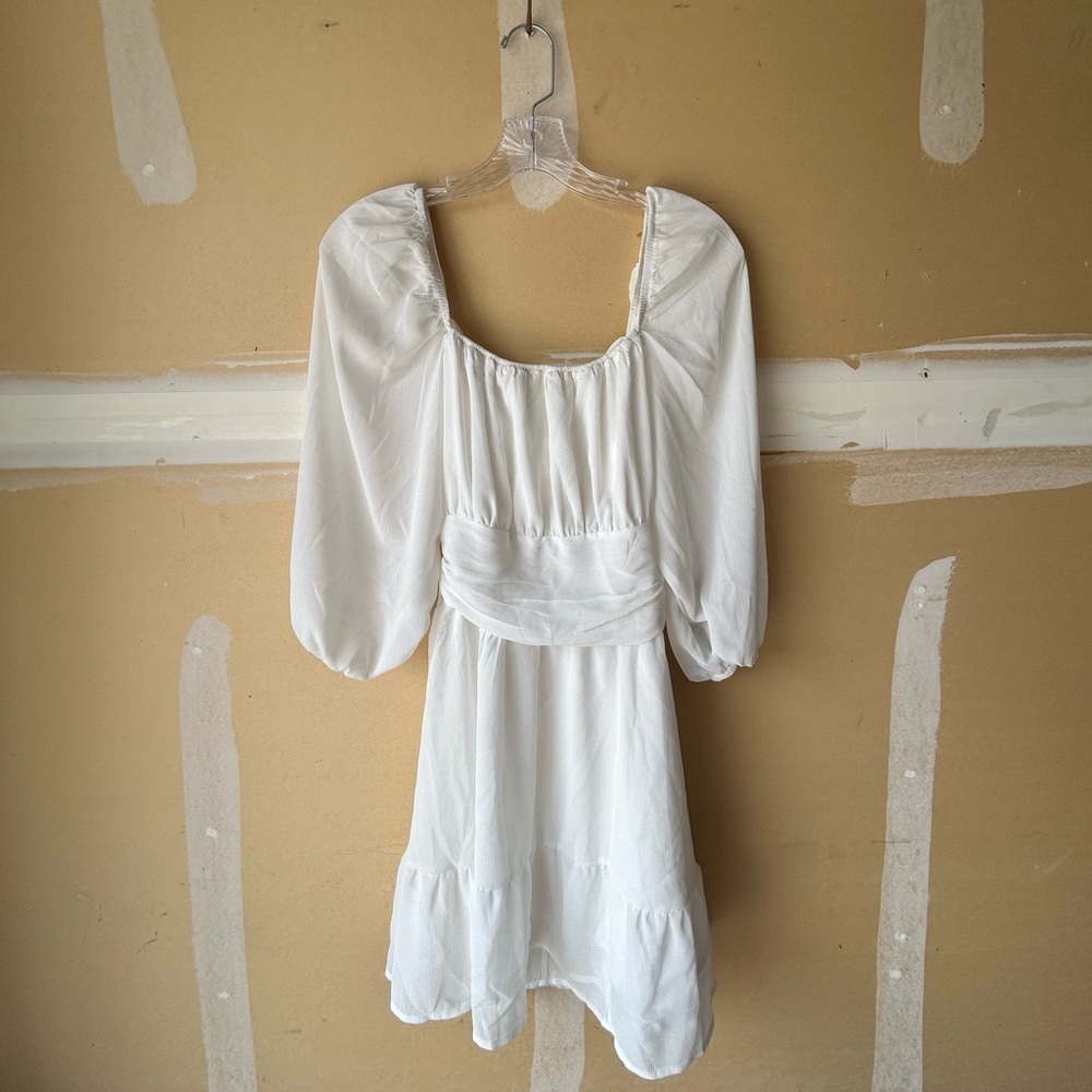 Exlura off shoulders white mini dress